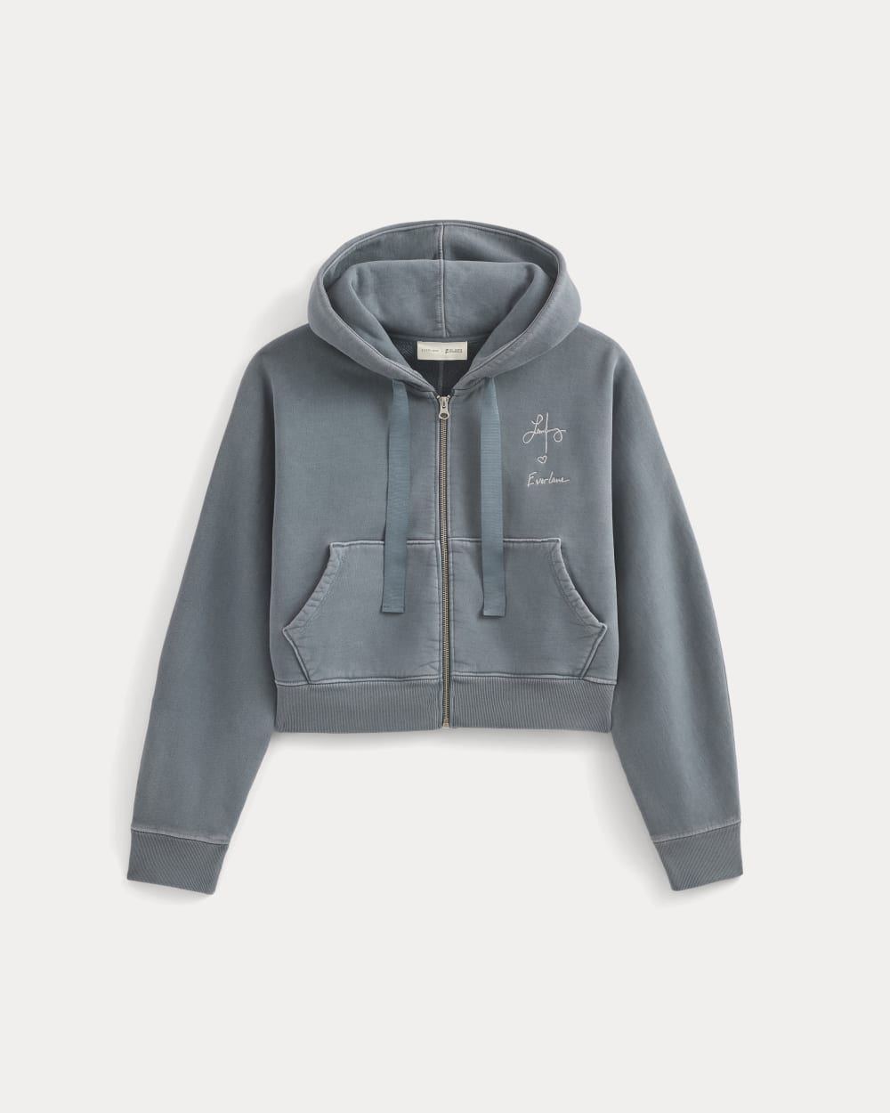 Everlane x The Laufey Foundation Cropped Full-Zip Hoodie in Vintage Indigo — alternate view