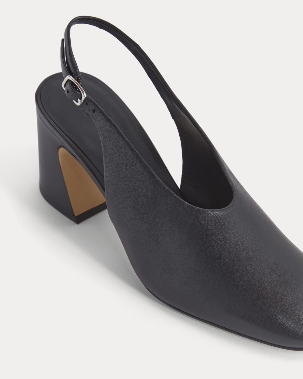 Curved Slingback Heel in Black — detail view