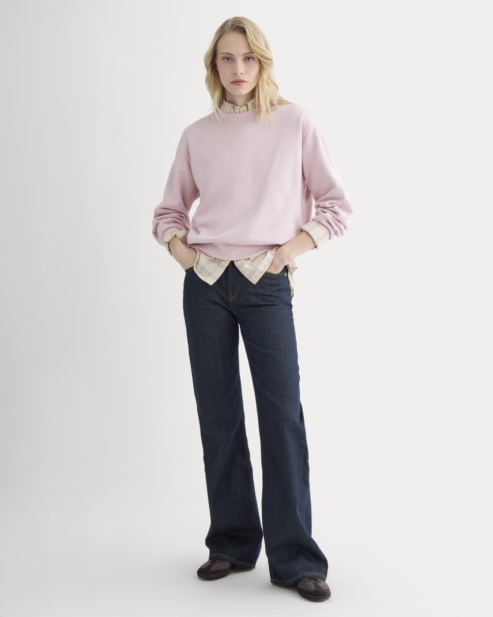 Lightweight Terry Blouson Crew in Burnished Lilac — detail view
