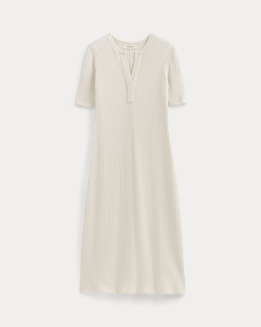 The Rib-Knit Henley Dress in Bone — alternate view