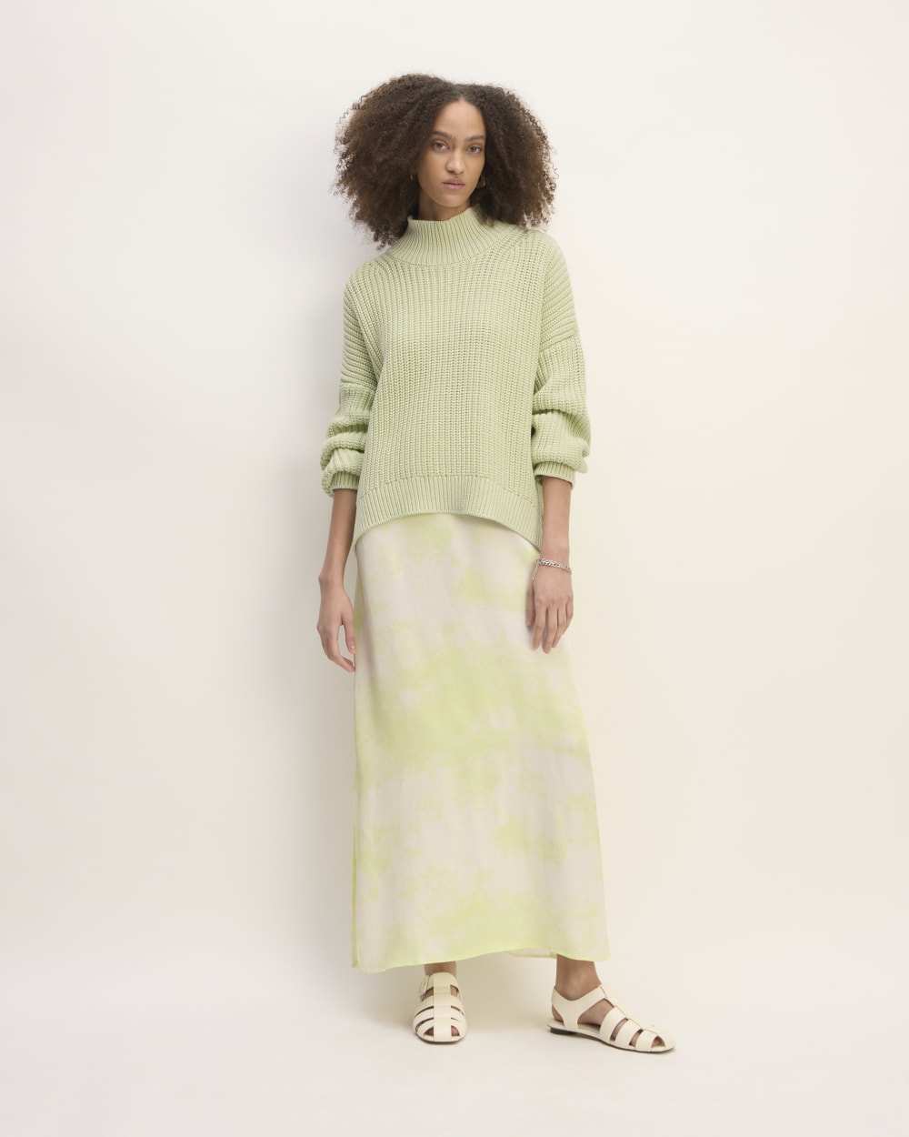 The Everlane x Marques' Almeida Turtleneck in Seafoam Green — detail view