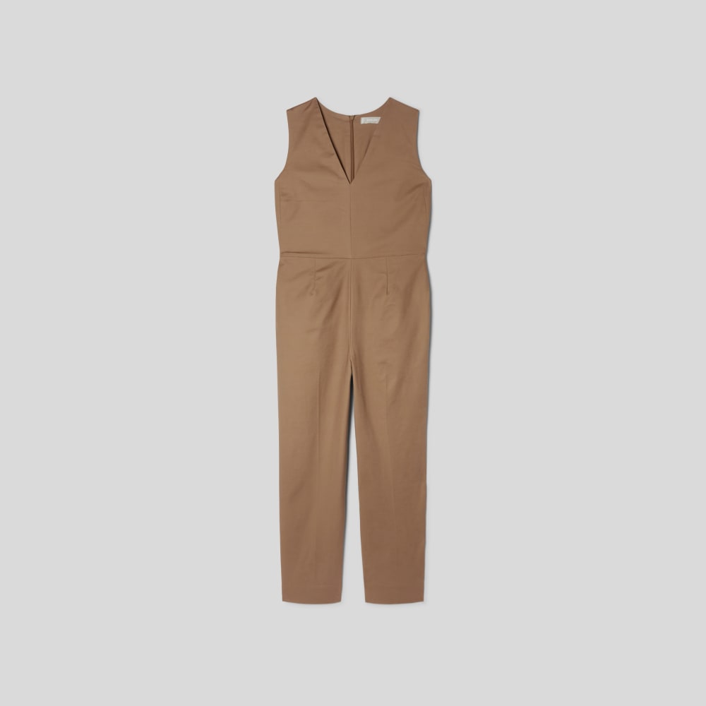 The Structured Cotton Jumpsuit in Toasted Coconut — alternate view