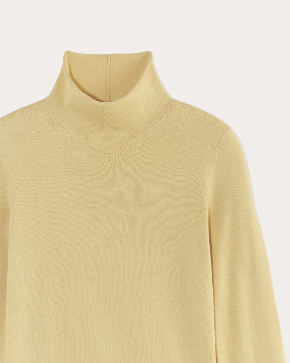 The Funnel Neck in Cotton Cashmere in Parsnip — detail view
