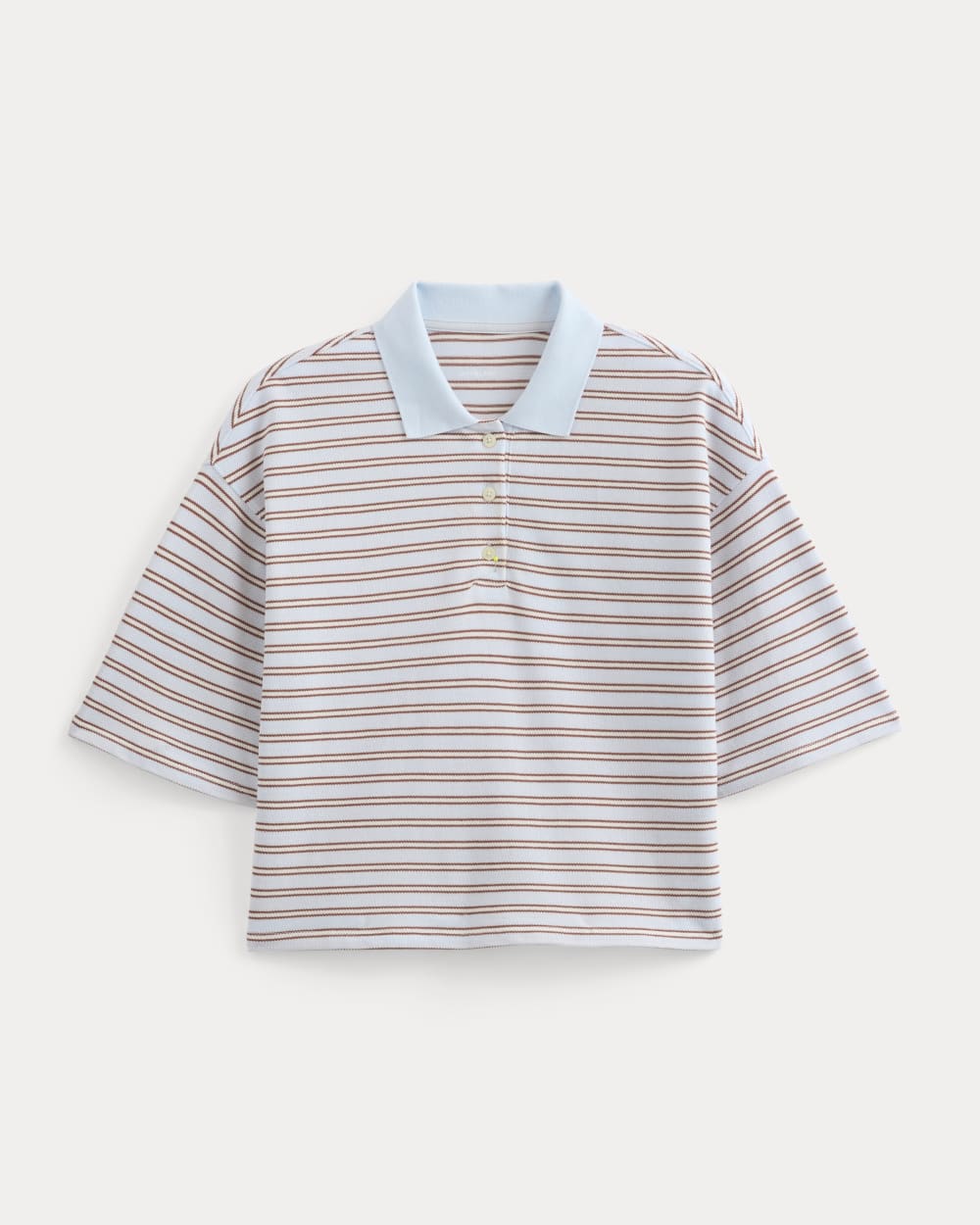 Pique Boxy Polo in Skywriting/Henna/Gardenia — alternate view
