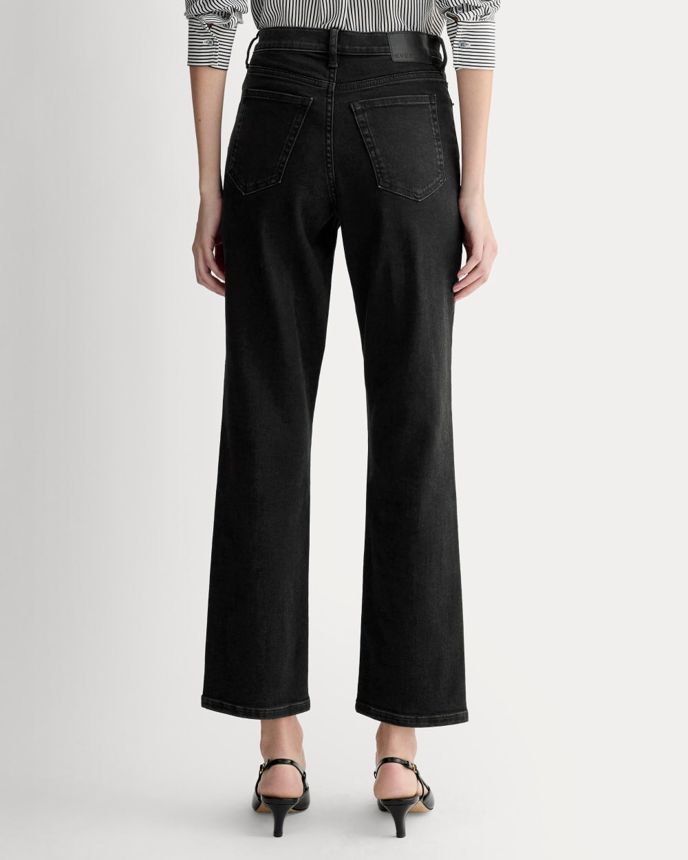 The High-Key Stovepipe Jean in Washed Black — detail view