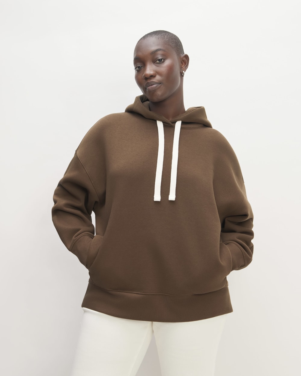 The ReTrack Hoodie in Cocoa — front view