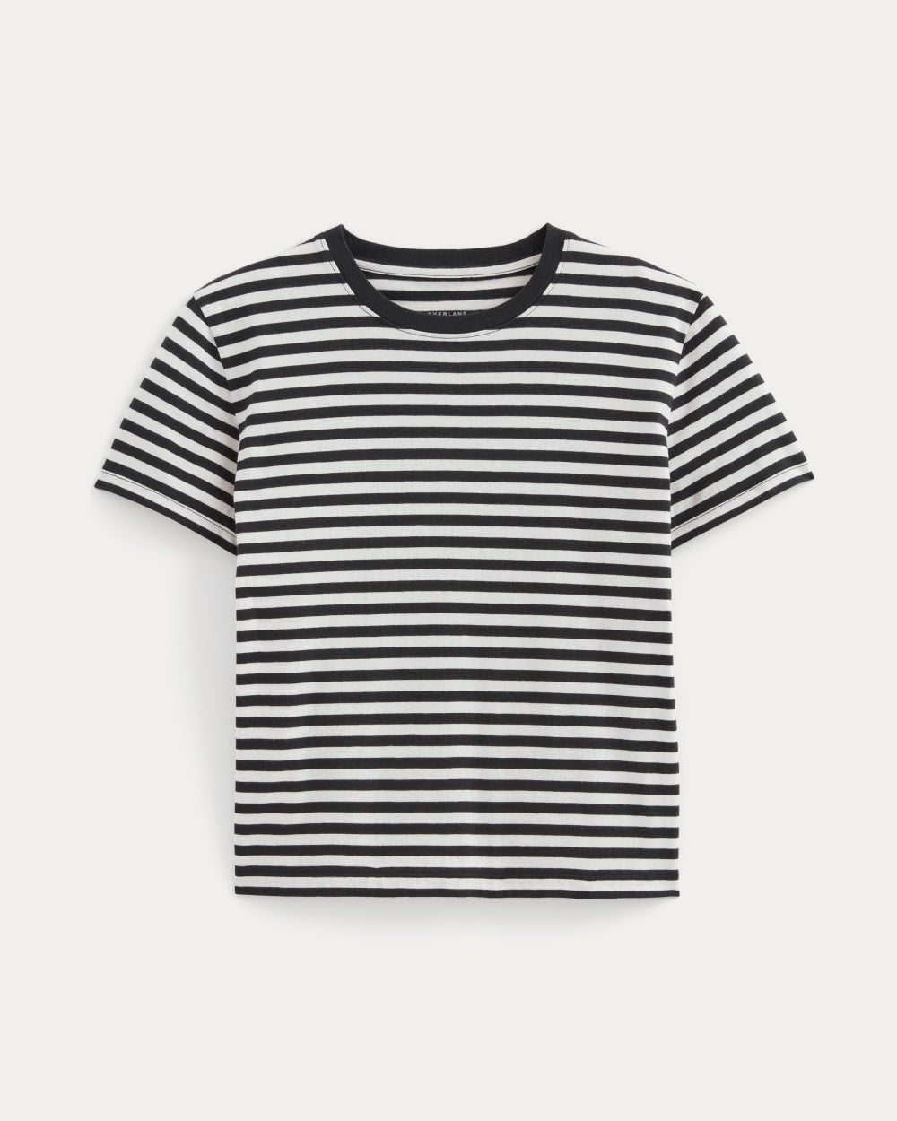 The Box-Cut Tee in Essential Cotton in Black / Bone — alternate view