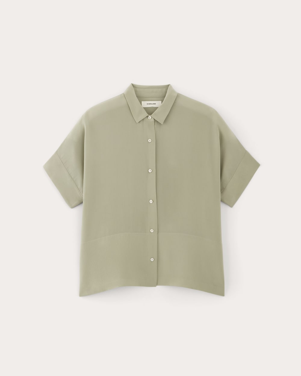 The Boxy Shirt in Washable Silk in Seagrass — alternate view