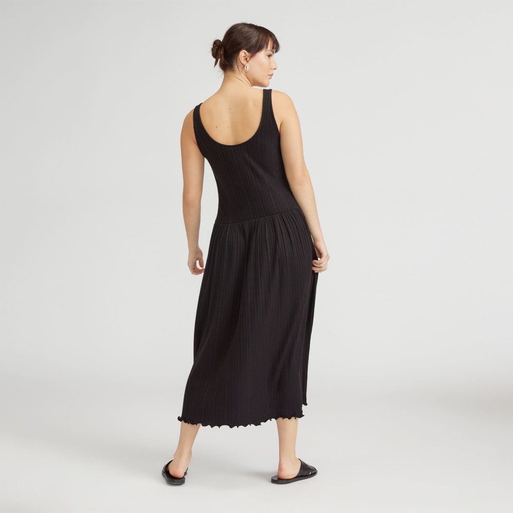 The Rib Soft Knit Scoop-Neck Dress in Black — detail view