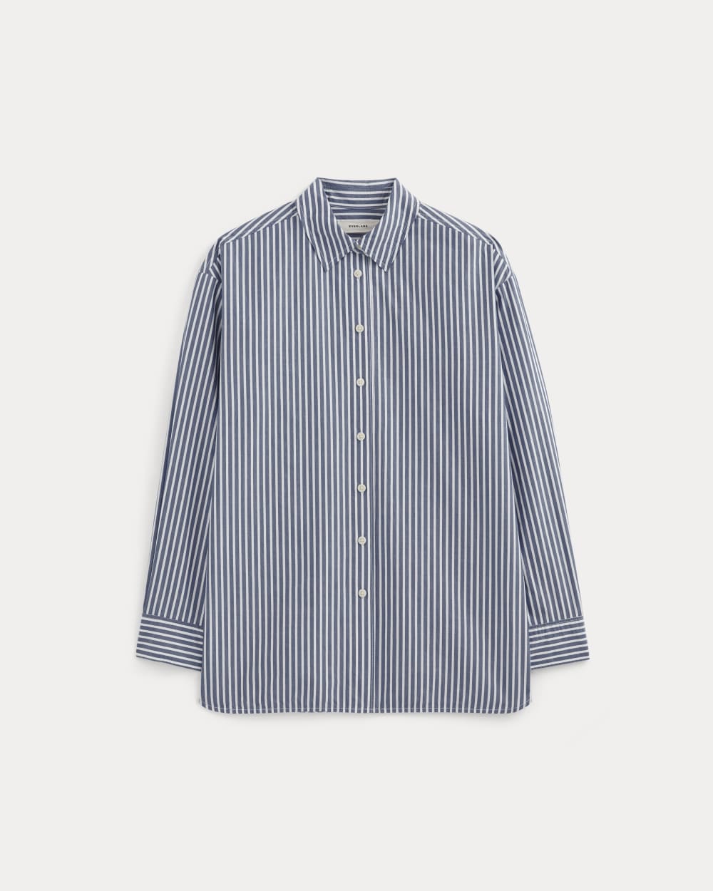The Boyfriend Shirt in Ultrasoft Cotton in Bone / Mazarine Blue — alternate view