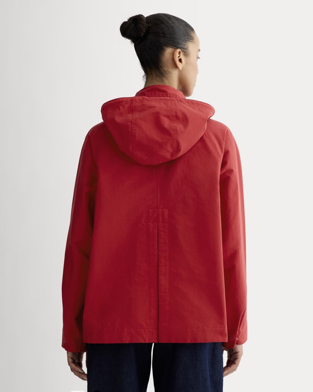 The Short Anorak in Berry Red — detail view