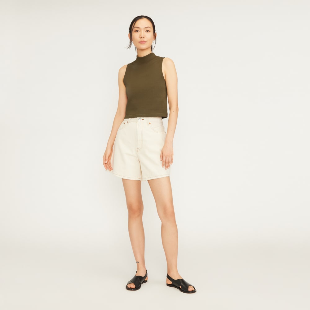 The Ribbed Mockneck Tank in Beech — detail view