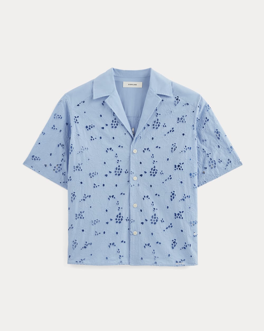 The Eyelet Camp Shirt in Sky Blue — alternate view