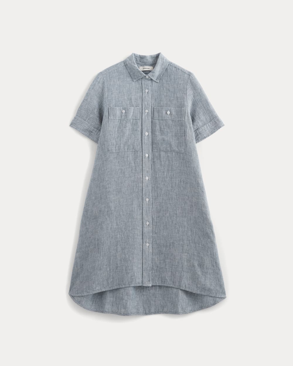 The Daytripper Dress in Linen in White / Blue — alternate view