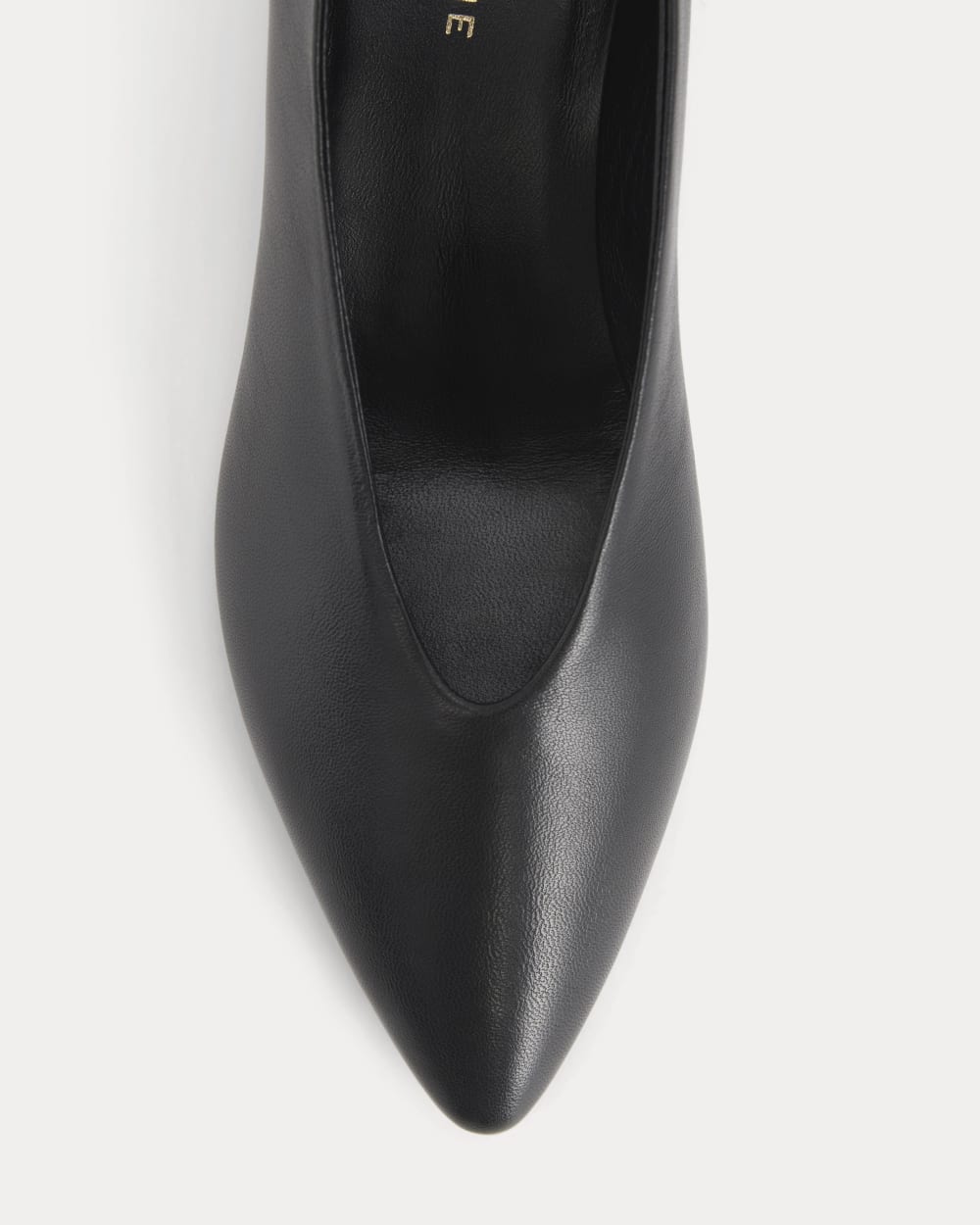 Made in Italy Almond-Toe Pump in Black Leather — detail view