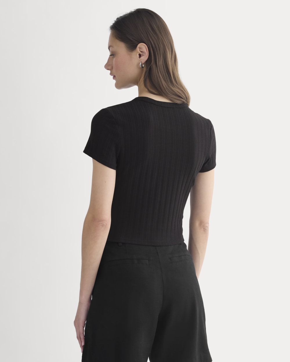 Cropped Crew in Pointelle in Black — detail view