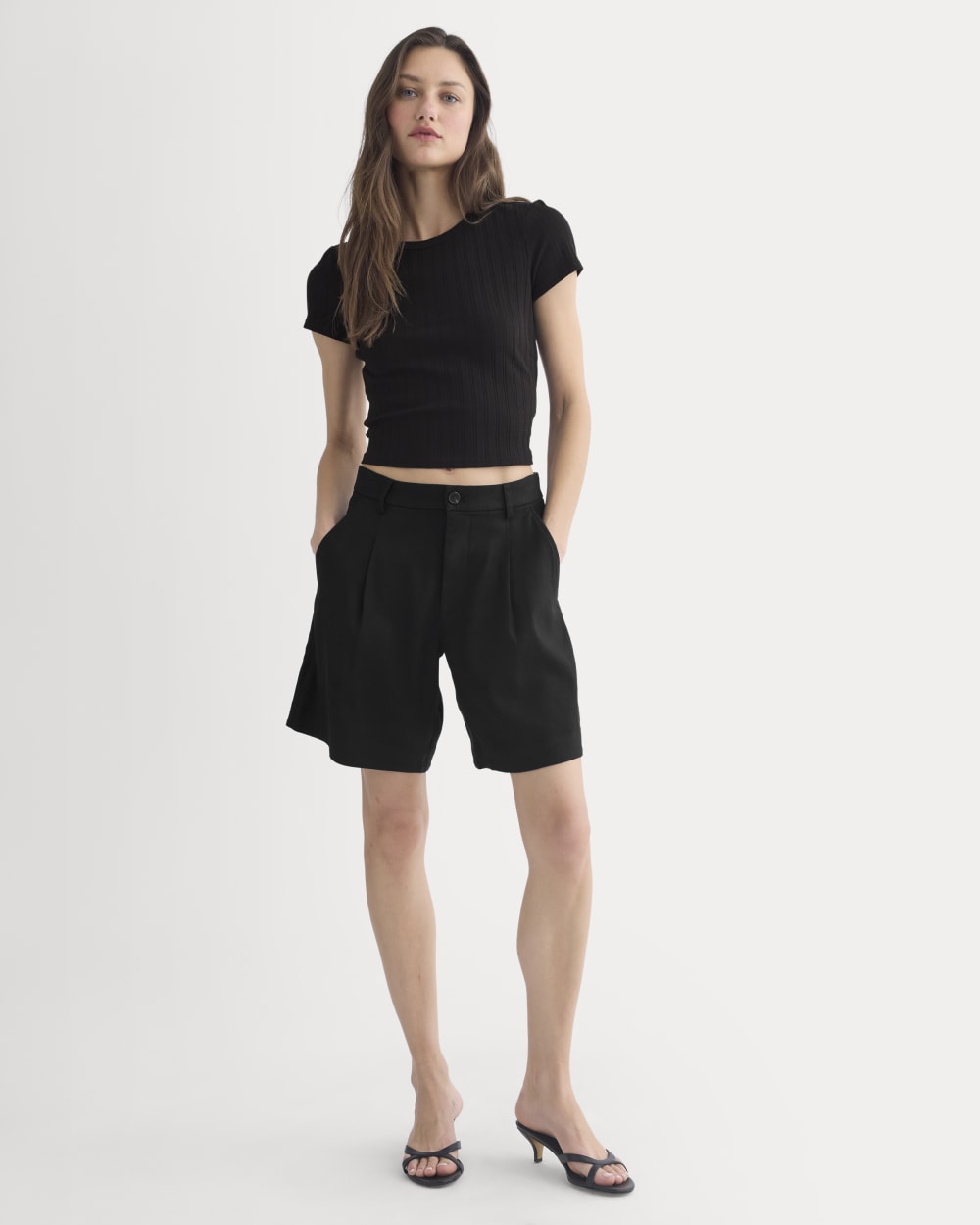 Cropped Crew in Pointelle in Black — detail view
