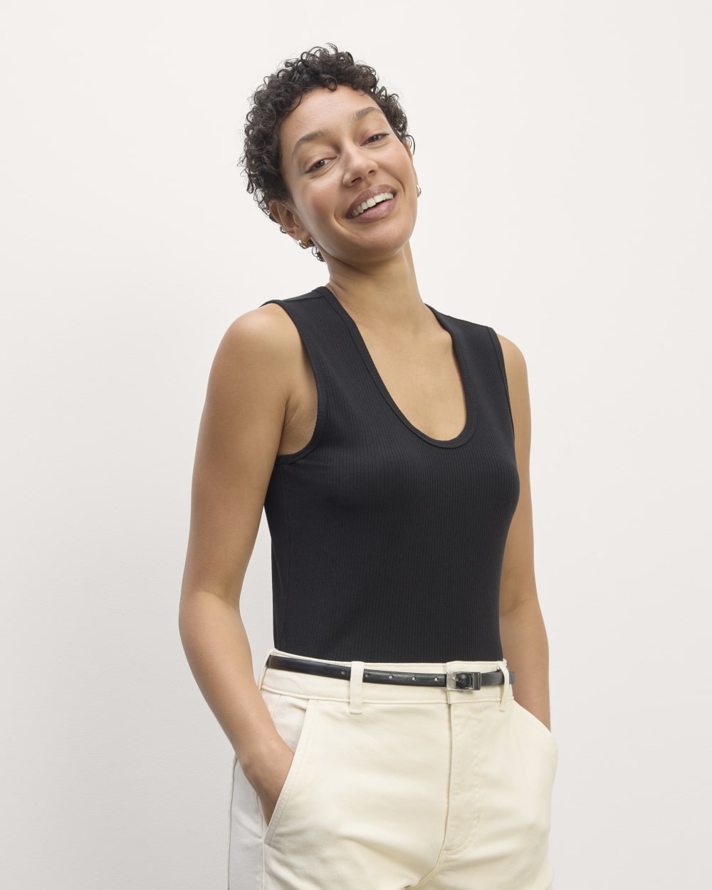 The Shimmy Tank in Black — front view
