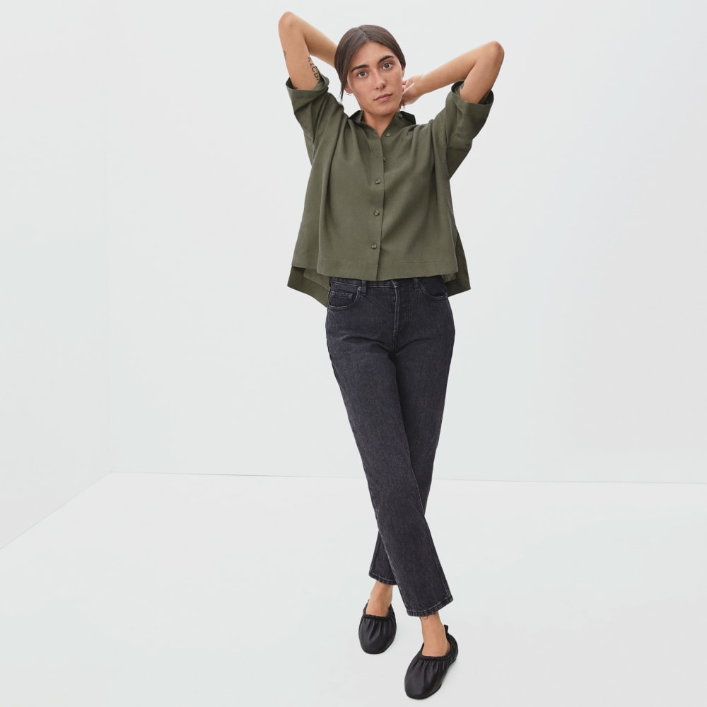 The Drapey Square Shirt in Kalamata — detail view