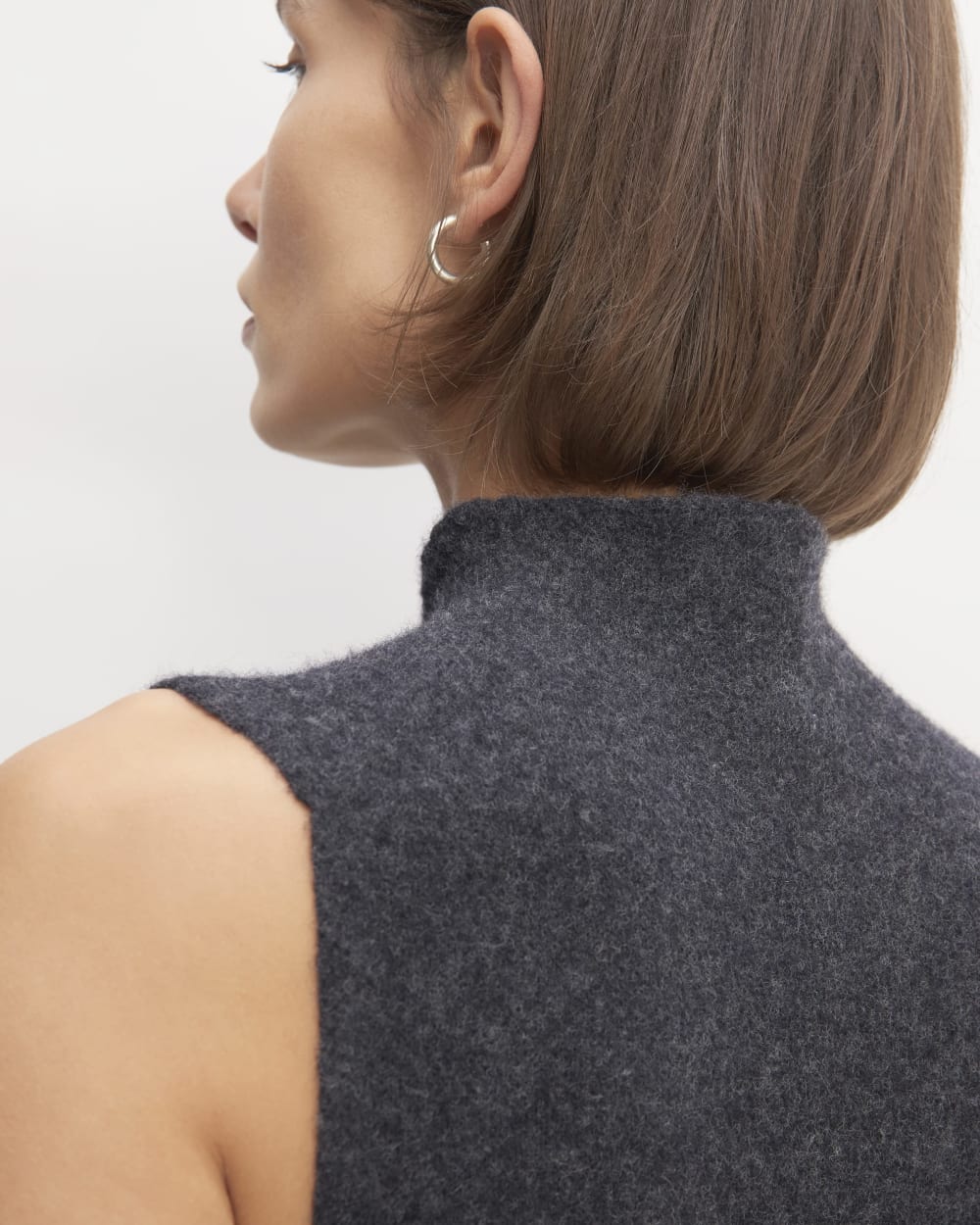 The Cozy-Stretch Sleeveless Midi Dress in Charcoal — detail view