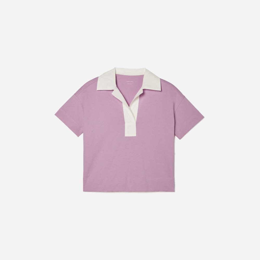 The Retro Jersey Polo in Mauve / Bone — front view