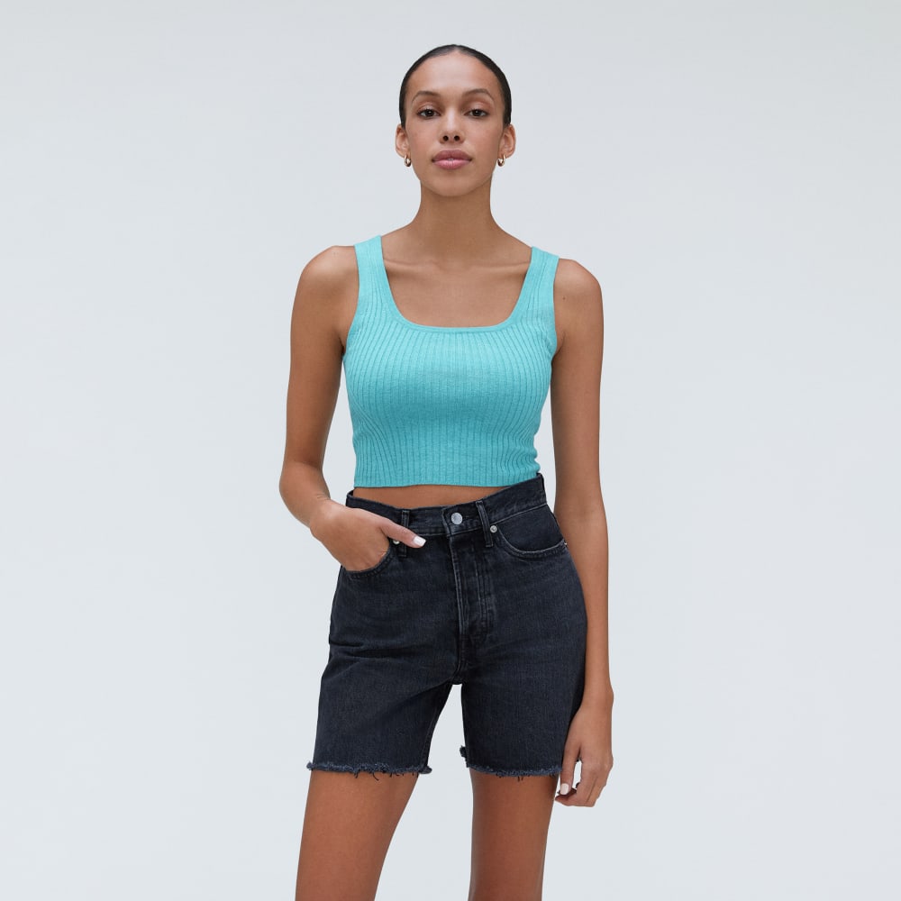 The Cotton-Merino Cami in Deep Turquoise — alternate view
