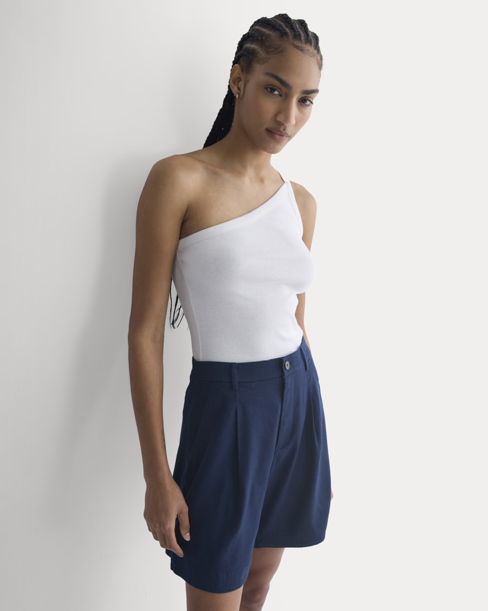Tailored A-Line Short in Navy — detail view