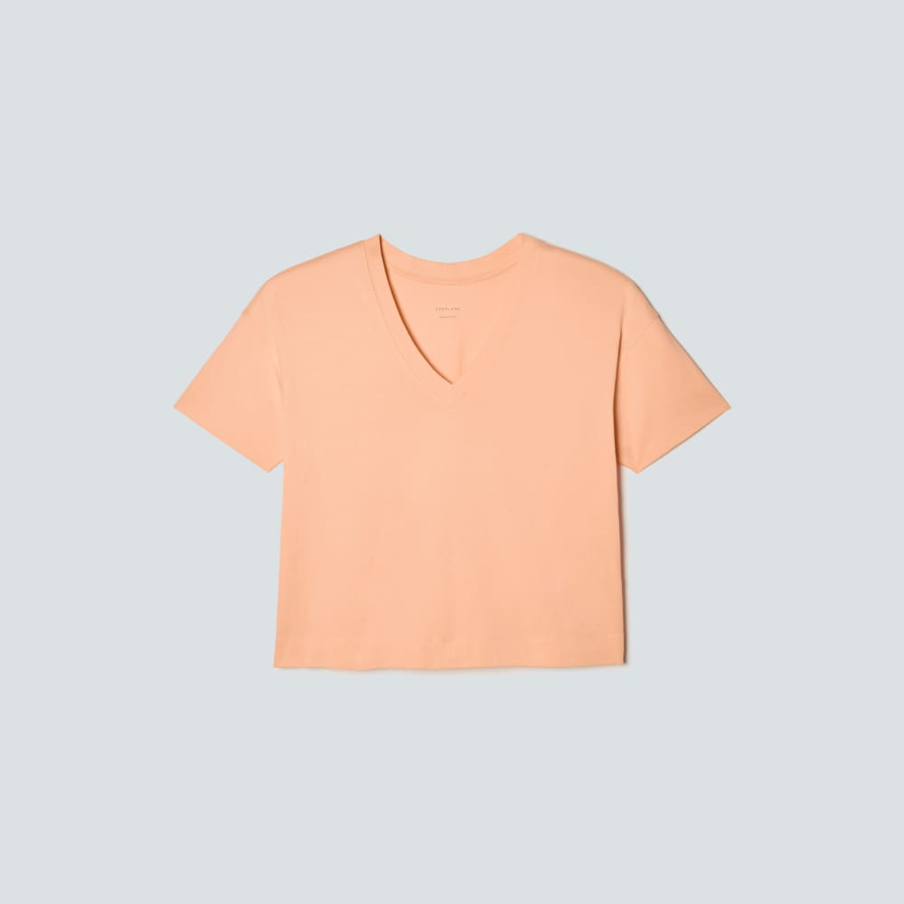 The Organic Cotton Slouchy V-Neck in Apricot — front view