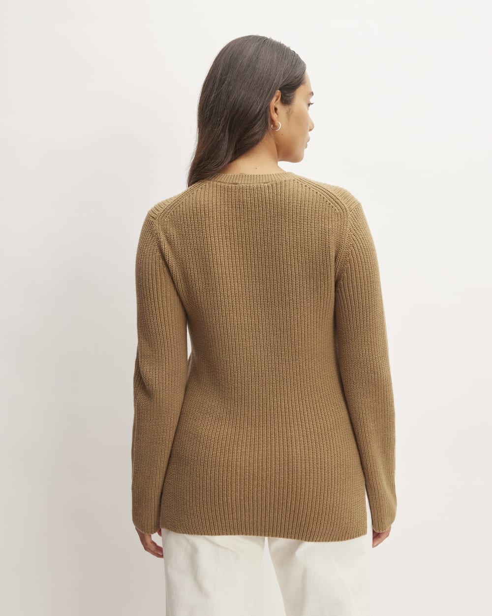 The Organic Cotton Slim Crew Sweater in Toasted Coconut — detail view