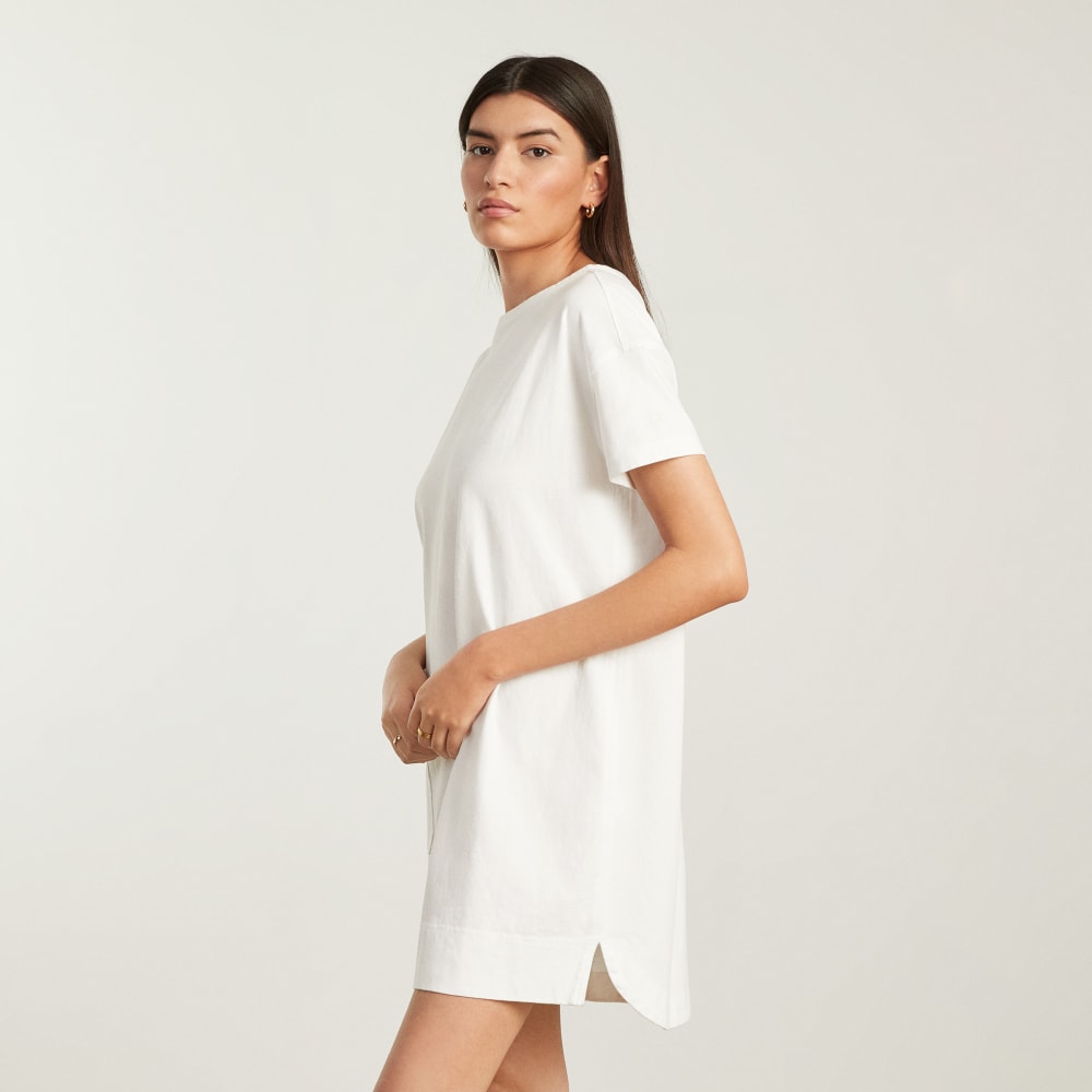 The Oversized Mariner Dress in White — detail view