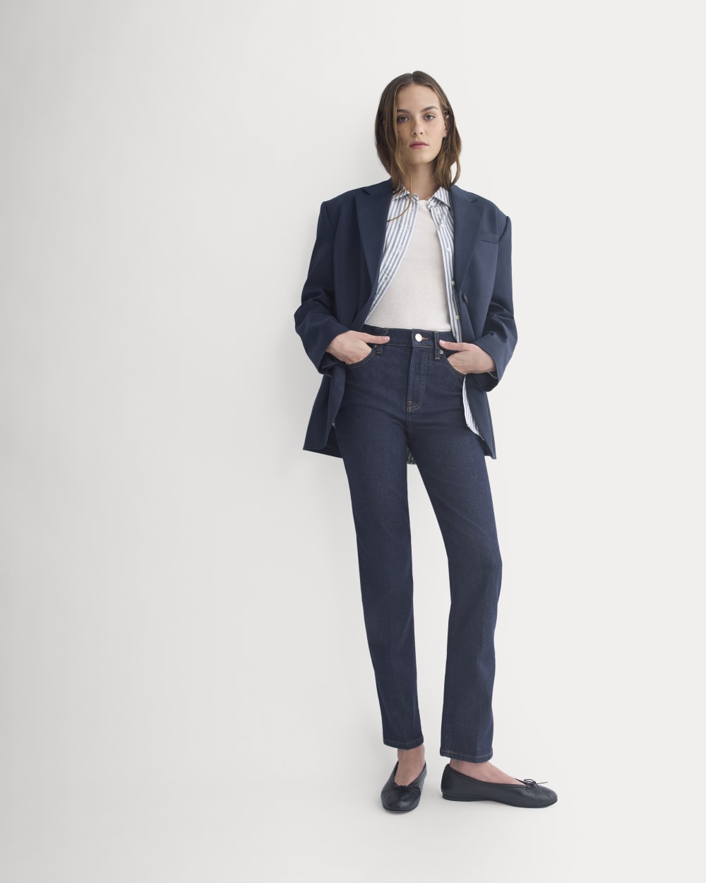 High-Rise Cigarette Jean in Pure Blue — detail view
