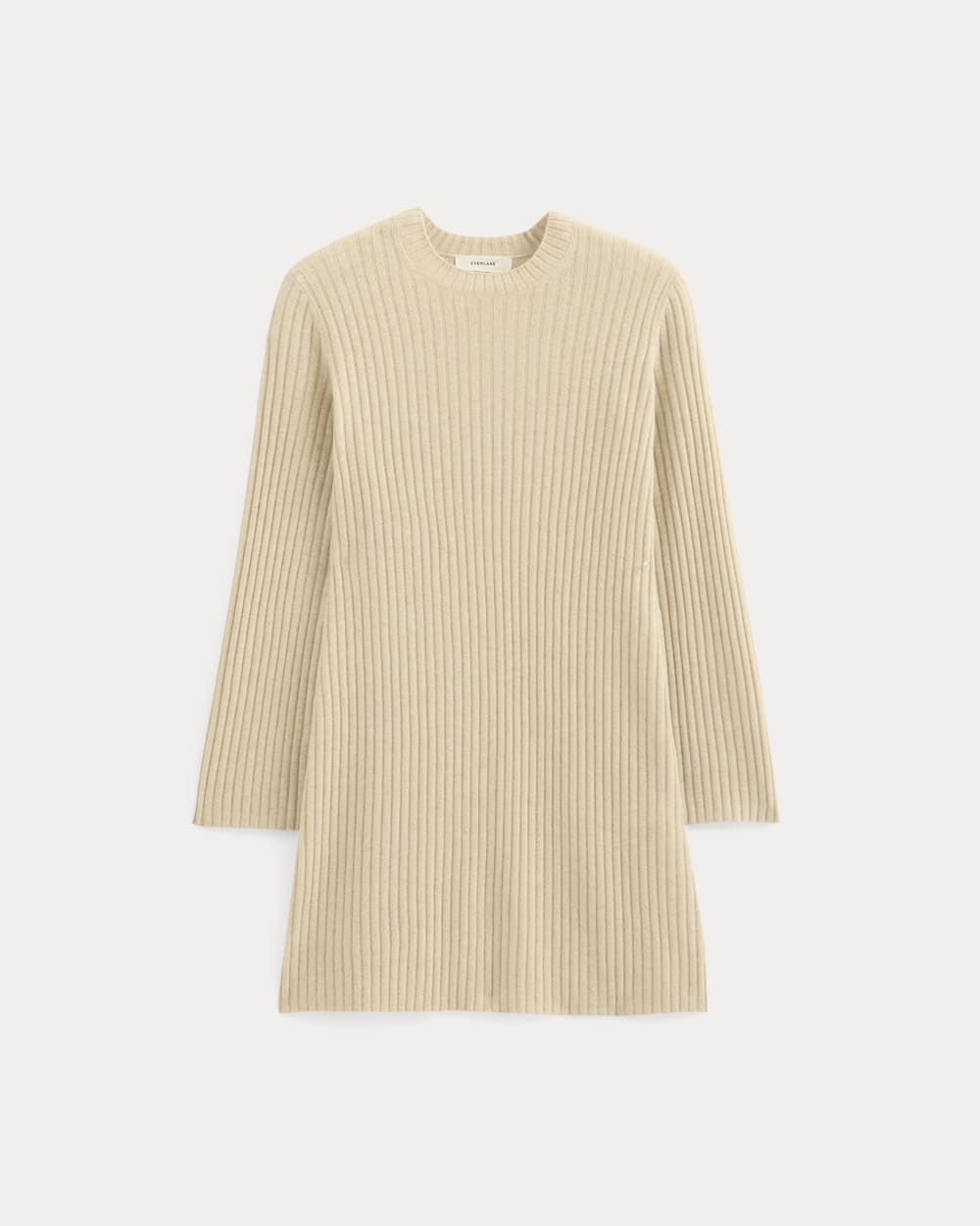 Cashmere Long-Sleeve Mini Dress in Heather Light Camel — alternate view