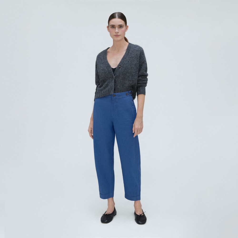 The Fatigue Barrel Pant in Deep Blue — detail view