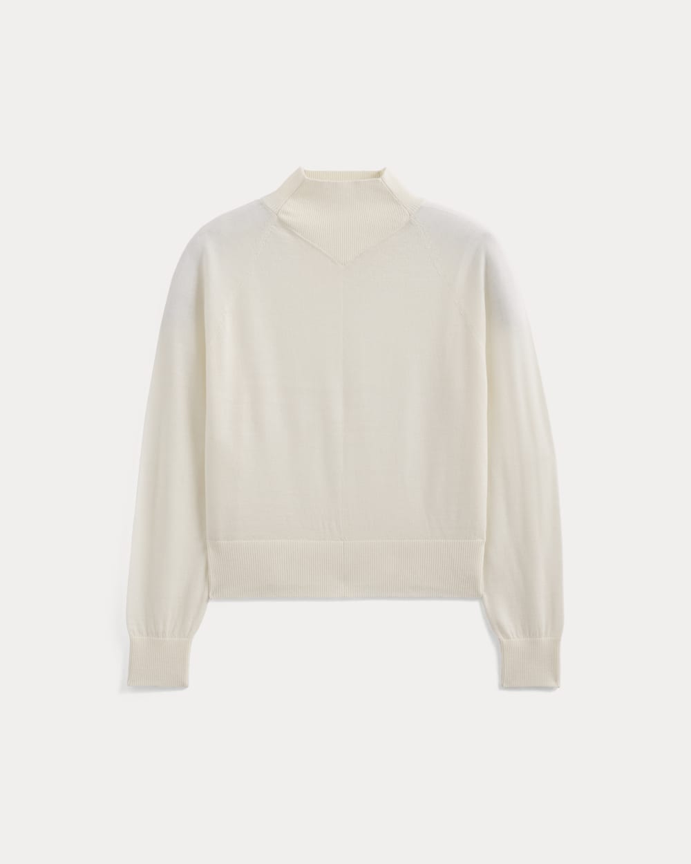 Mockneck Sweater In Ultrafine Merino in Bone — alternate view