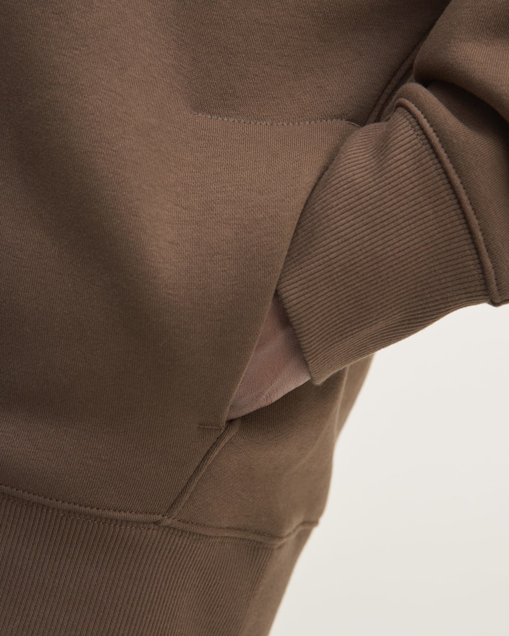 The ReTrack Hoodie in Cocoa — detail view