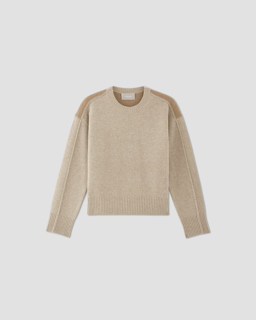 The Good Merino Wool Crewneck Sweater in Light Camel / Dark Oat — alternate view