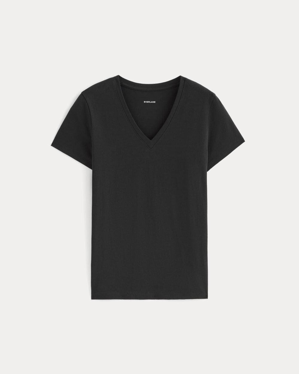 The Slim V-Neck Tee in Essential Cotton in Black — alternate view