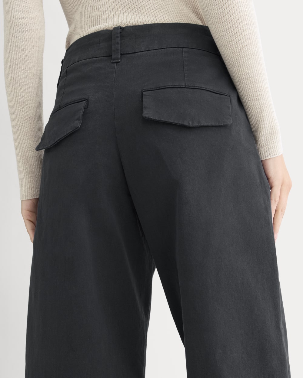 Cotton Twill Chino in Black — detail view
