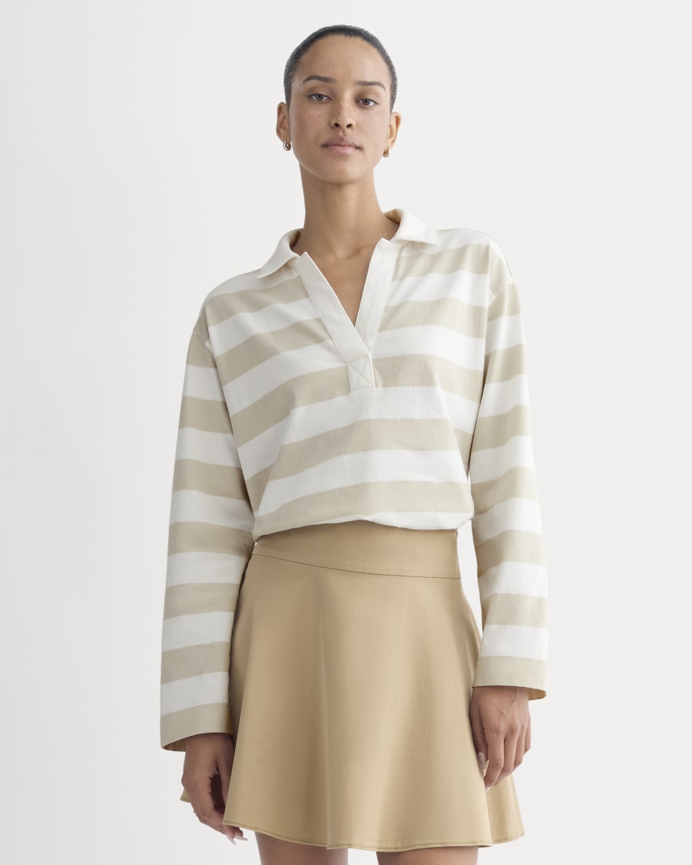 The Mariner Rugby Top in Peyote / Bone — front view