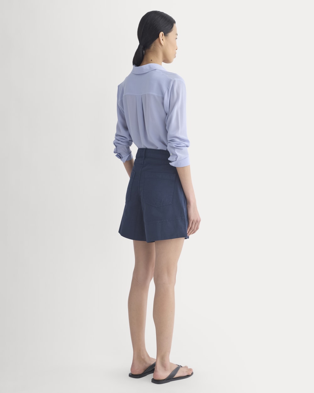 Seamed Everywhere Short in Navy — detail view