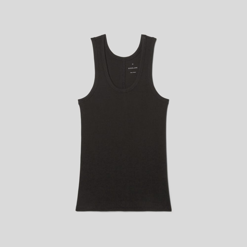 The Luxe Rib Tank in Black — alternate view