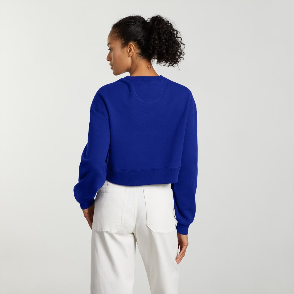 The Organic Cotton Cropped Crew in Cobalt — detail view