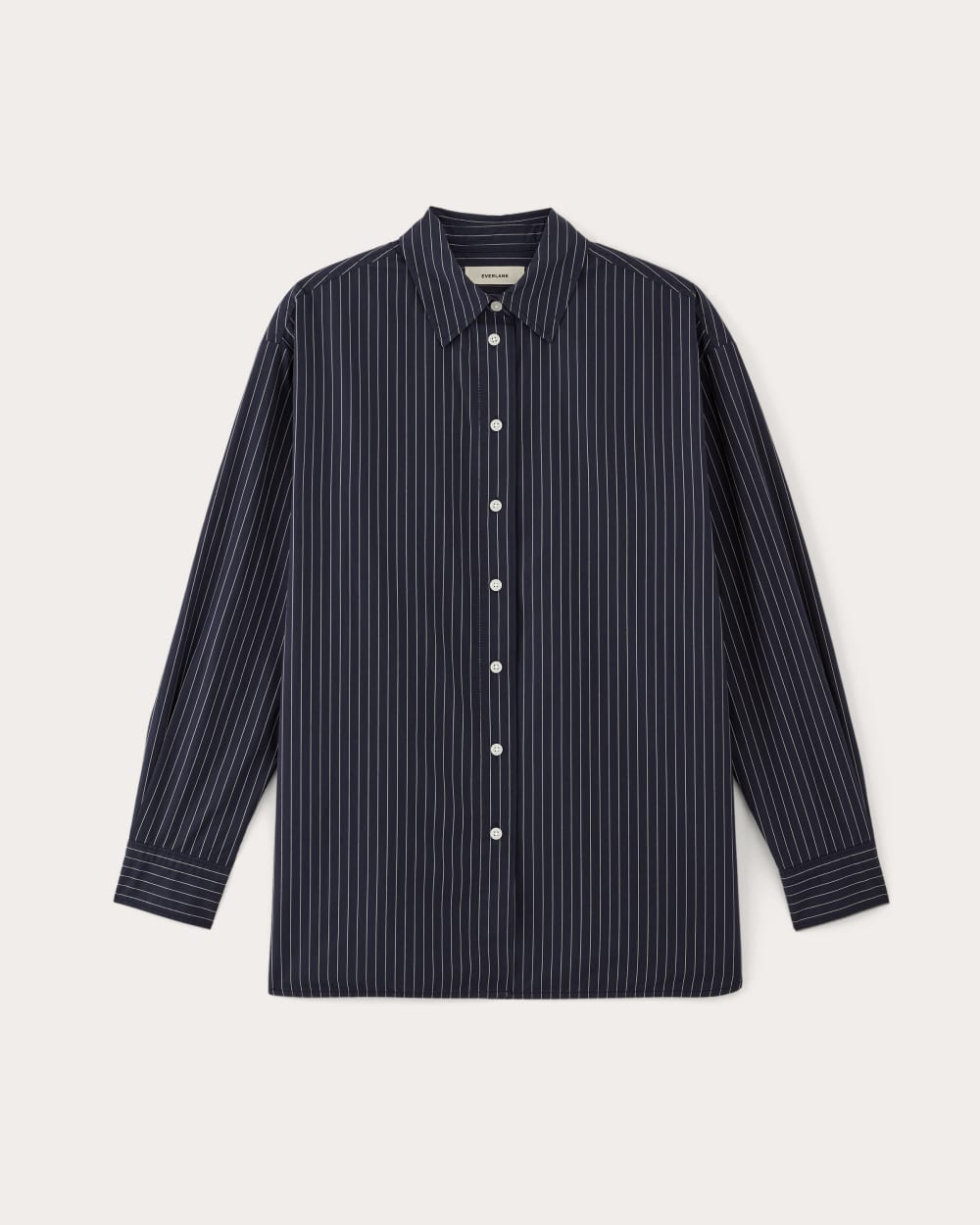 The Supima® Cotton Boyfriend Shirt in Navy / White — alternate view