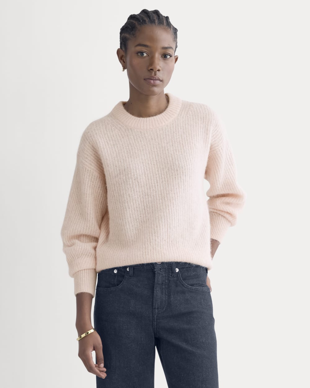The Cocoon Crew in Alpaca in Soft Rose — front view