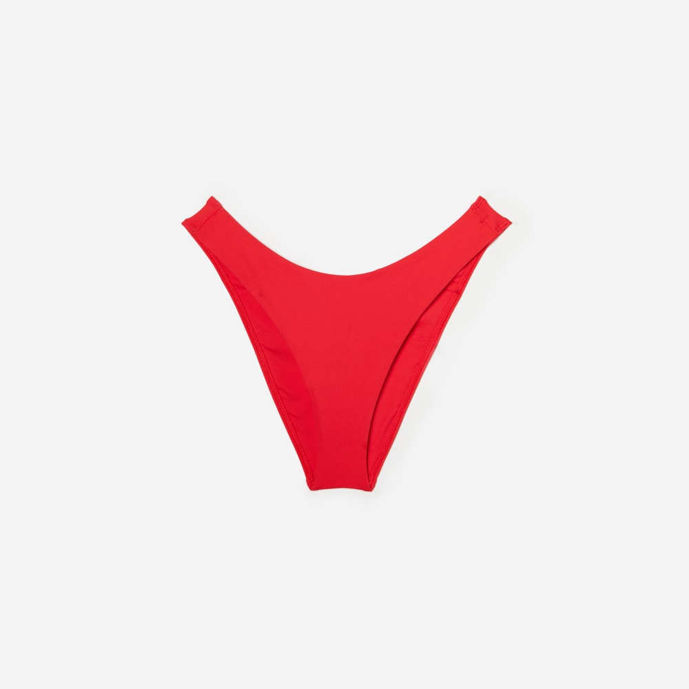 The Thigh-High Bikini Bottom in Bright Red — front view