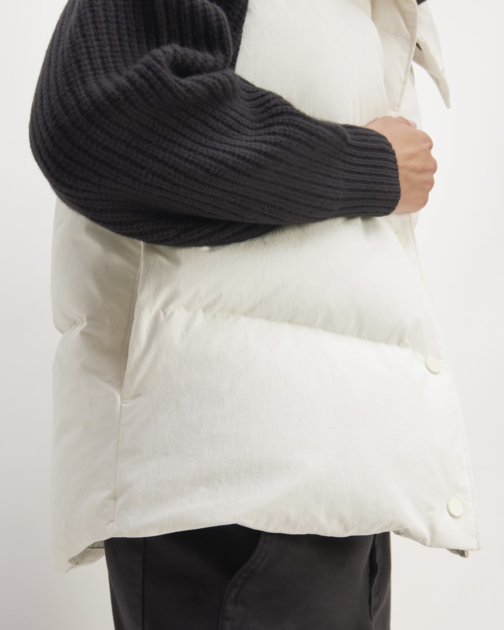 The Puffer Vest in Bone — detail view