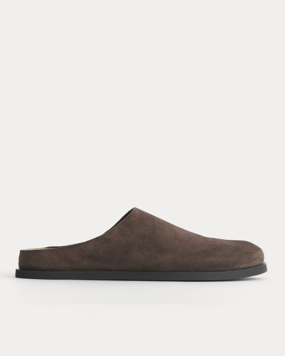 Suede Clog in Deep Brown — front view