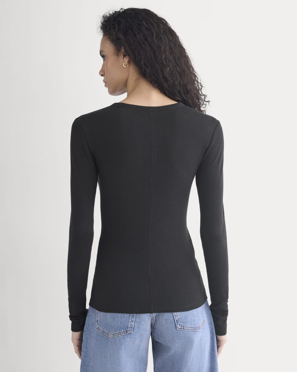 Tissue Long-Sleeve Crew in Black — detail view