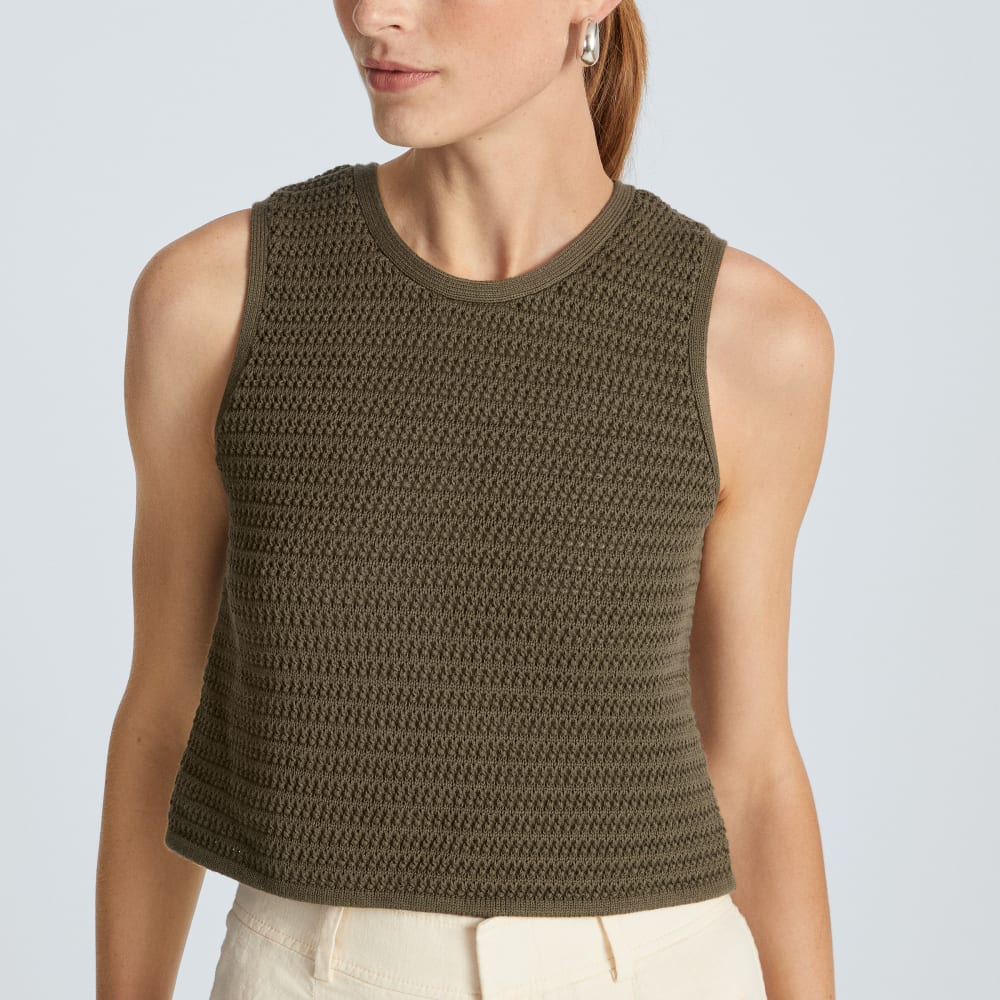 The Crochet Knit Cami in Beech — detail view