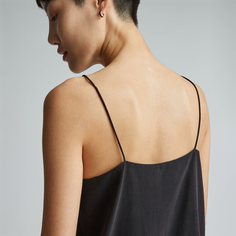 The Washable Clean Silk Cami in Black — detail view